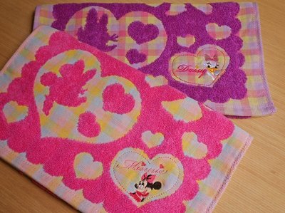 來自日本≋UCHINO 内野≋東京迪士尼 Disney 米妮・黛西刺繡 彩格雙層純棉紗 毛巾/洗臉巾 *全2色