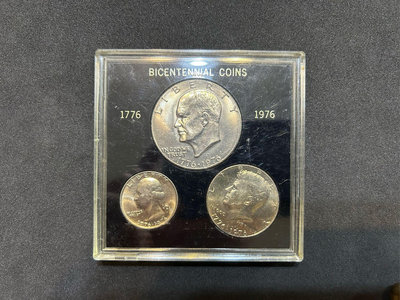 美國🇺🇸硬幣組合-1976年建國200週年紀念幣組（1組3枚）-專屬密封壓克力盒裝