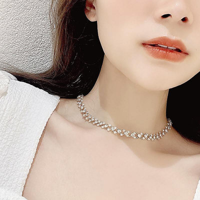 脖頸鏈女小眾設計感珍珠裝飾鎖骨項鏈遮疤痕2023年新款冬項圈飾品