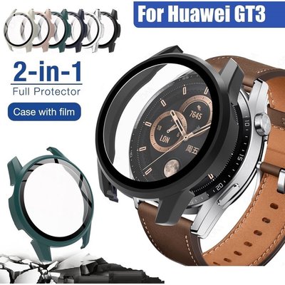 華為 watch GT3 錶殼 42mm 46mm PC 磨砂保護套 + 鋼化玻璃適用於 Huawei GT3 保護套全