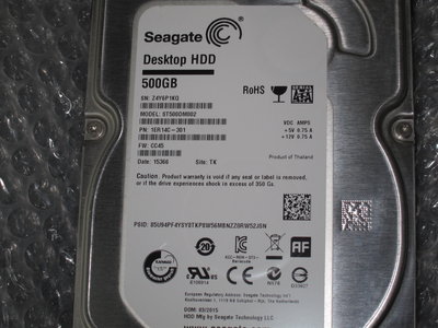 售: SEAGATE 500G /快取16M/ 7200 RPM  SATA3  硬碟機 (良品)