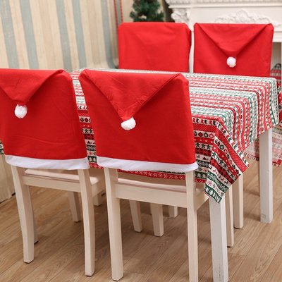 Ossayi 1Pc 聖誕椅套餐桌紅色聖誕老人帽子椅子後蓋聖誕節裝飾傢庭裝飾用品-慧友芊家居