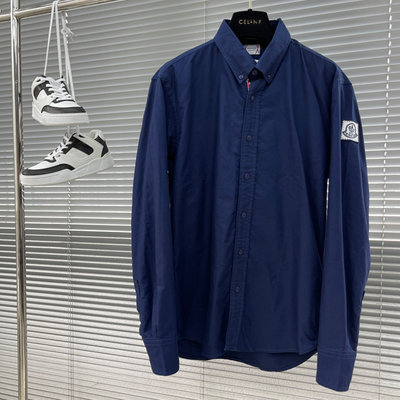 『名品站』Moncler長袖襯衫 英倫風型男系面襯衫 原單大牌 專櫃精品牛津布商務素面襯衣4AT360