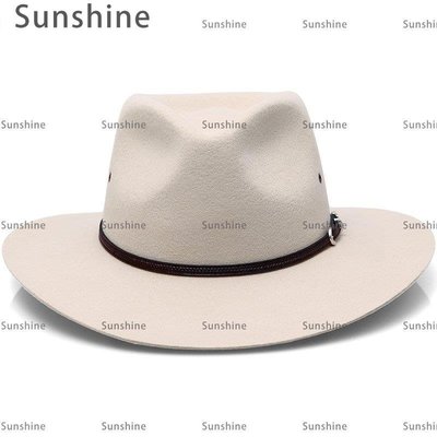 [Sunshine]DENLA夏季米白色羊毛絨藏族女禮帽 大檐西部牛仔騎士高原藏式氈帽