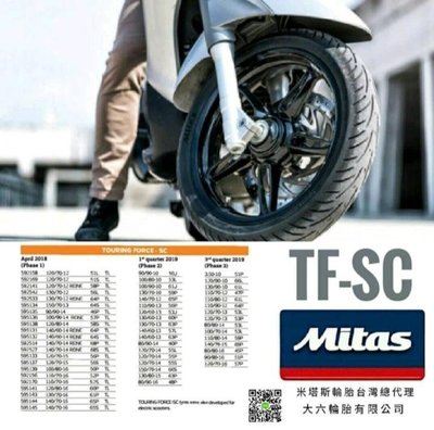 (輪胎王)歐洲MITAS米塔斯 TF-SC 130/70-12 56L 晴雨兩用運動胎 12吋（前/後輪共用）