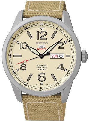 【金台鐘錶】SEIKO 精工 盾牌5號 機械男錶(卡其)SRP635K1