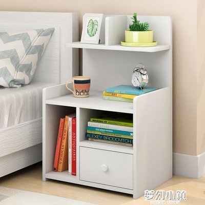 【熱賣精選】床頭櫃置物架簡約現代臥室小型迷你實木色簡易床邊收納儲物小櫃子