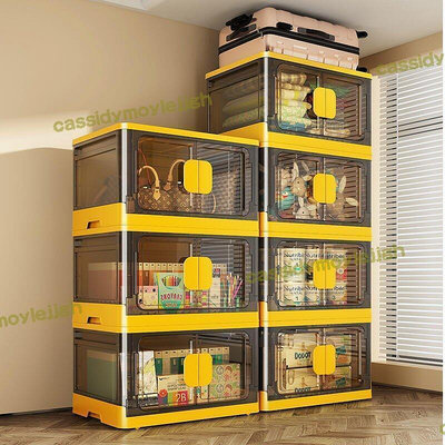 折疊箱 免安裝開門式透明 收納櫃 收納箱 家用衣物 書本 雜物 儲物箱