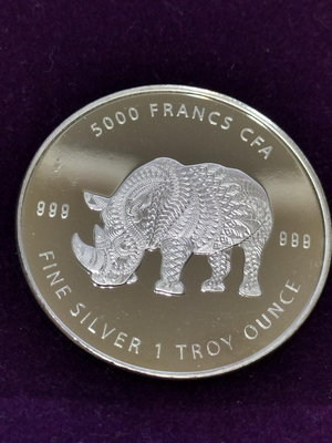 2018 查德 Mandala Rhino 1英兩 BU 銀幣1枚