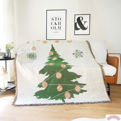 【熱賣精選】聖誕樹系列裝飾毯沙發毯露營休閑毯掛毯民宿節日氣氛毯子