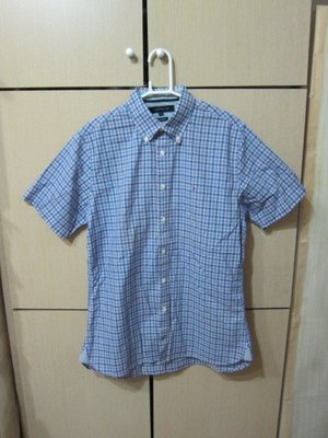 衣市藍~TOMMY HILFIGER Custom Fit 短袖格紋襯衫 (S~) (220921)