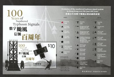 香港 2017年「數字颱風信號百周年」紀念郵票小型張