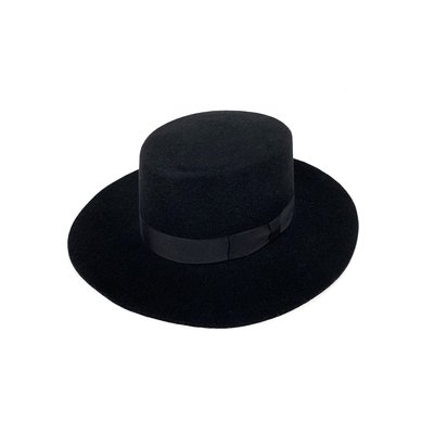 紳士帽 平沿圓頂大帽沿款 8cm  黑色 borsalino new yark hat 編號:008410