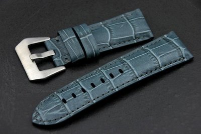 24mm沛納海的新衣banda~灰色~高質感可替代panerai原廠錶帶之鱷魚皮紋真牛皮錶帶