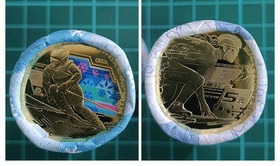 ZB38 冬奧紀念幣 一對2卷*原卷20枚 單枚5元面值 全新 2022年第24屆冬季奧運會紀念幣 中國流通紀念幣