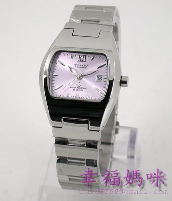 【 幸福媽咪 】TELUX 鐵力士 公司貨 鐵力士專用機芯 不鏽鋼錶殼 方型個性女腕錶-紫面