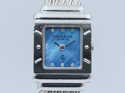 【發條盒子H1919】CHARRIOL 夏利豪 貝殼鑽面 925銀 鋼索手環 石英女錶 經典首選