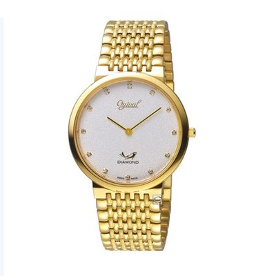 可議價 Ogival 愛其華 女 時尚白面金色 石英腕錶 (385-025GK) 37mm