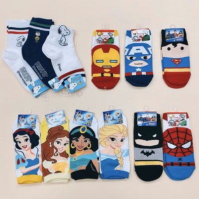 (童襪9-10歲) 迪士尼 Disney 兒童襪子 漫威襪子 蜘蛛人 鋼鐵人 美國隊長 marvel 卡通襪子 維尼
