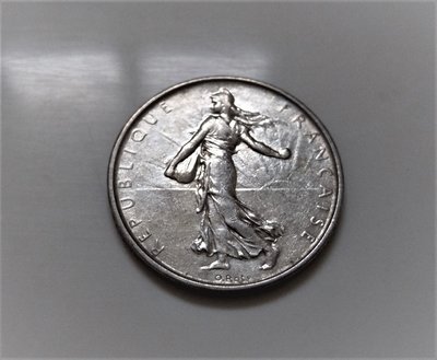 稀少 清晰 美品 1962 年 法國 播種 女神 O. 羅蒂 5 Francs 法朗 古 銀幣 .835