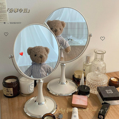 化妝鏡ins風雙面化妝鏡網紅臺式復古桌上桌面梳妝臺梳妝鏡家用鏡子簡約浴室鏡