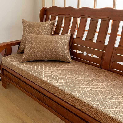 夏天木沙發坐墊軟墊老式實木木質海綿墊子加厚防滑涼席沙發坐墊