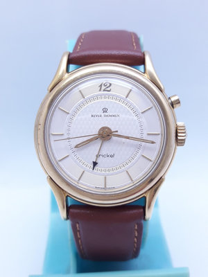 瑞士原裝REVUE梭曼Cricket鬧鈴錶,原裝龍頭,包金手動上鍊男錶,響鈴錶