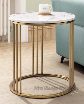 【N D Furniture】台南在地家具-奢華風金屬架鈦金色人造石面50cm小茶几/小圓几YH