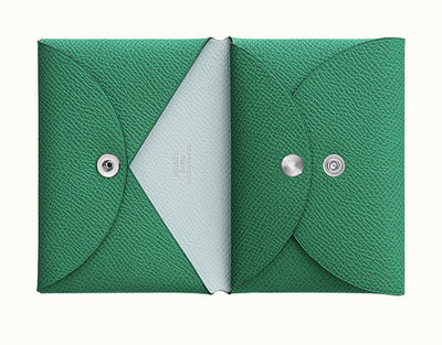 ［現貨/預購］Hermes Calvi Duo Cardholder 名片夾 卡夾 零錢袋 Epsom 薄荷綠 藍色 拼色 男女適用