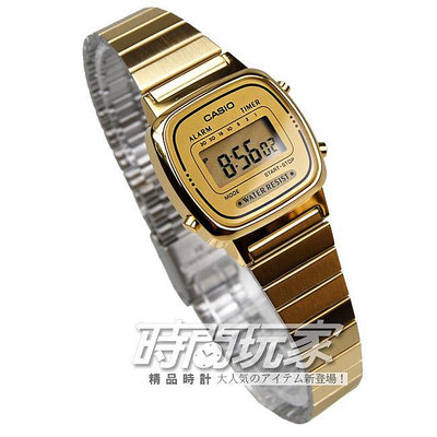 LA670WGA-9 原價1260 CASIO卡西歐 復刻復古 電子錶 金色 女錶 手鍊錶手環錶【時間玩家】