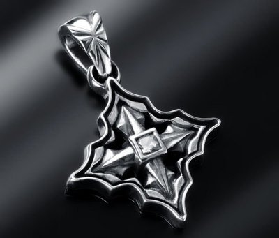 【創銀坊】白金之星 十字架 925純銀 墜子 star 耶穌 星星 上帝 鑽石 水晶 克羅心 銀 項鍊(P-12102)