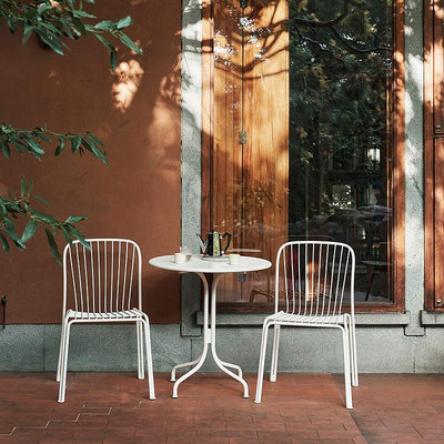 丹麥Tradition Thorvald 餐廳餐椅靠背椅庭院花園矮凳戶外扶手椅-萬物起源