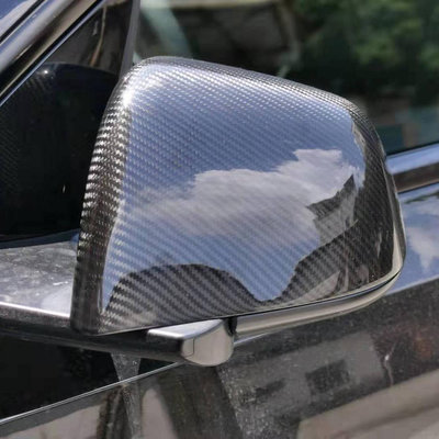 汽車配件 汽車尾翼 適用于新款特斯拉Model Y 碳纖維后視鏡殼 Model Y碳纖倒車鏡罩