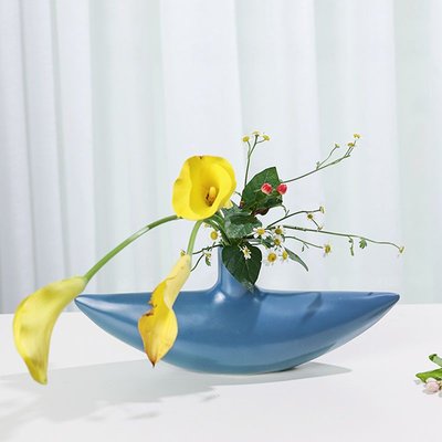 池坊花器陶瓷創意花瓶客廳擺件日式小原流花藝現代簡約插干花花器