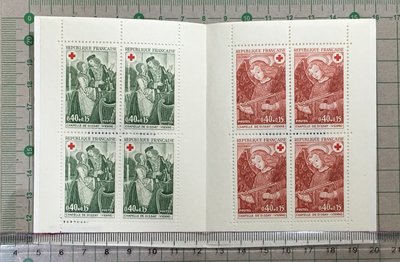 【郵卡庫2】法國1970年紅十字小冊~維也納迪賽教堂的壁畫新票 4套，原膠未貼新票 SP8274
