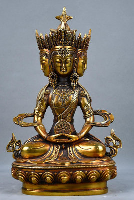 藏傳尼泊爾純銅鎏金四面佛，家居佛堂供佛擺件。33*18*10重量3.9斤3800R-1516