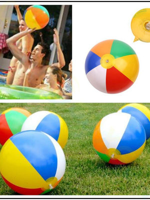 溜溜彩色充氣沙灘球PVC戶外戲水球成人兒童泳池玩具小孩寶寶早教球