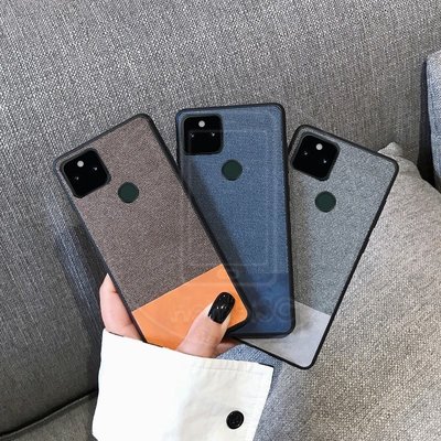 谷歌 Google Pixel 5A Pixel5A 拼接 布紋 手機殼 帆布殼 保護殼 硬殼-極巧