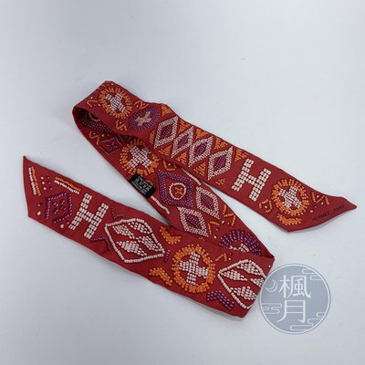 HERMES 愛馬仕 紅底珠珠TWILLY 絲巾 領巾 包包配件 時尚精品配件 精品絲巾 穿搭配件