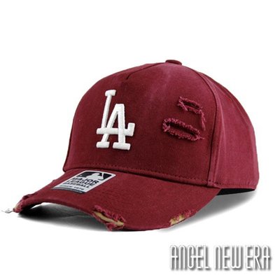【PD帽饰】【MLB Old Fashioned Cap】LA 道奇 酒紅 破壞布 卡車帽 老帽【ANGEL NEW ERA 】