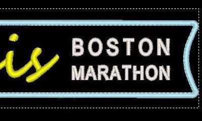 EmbroFami臂章家族:客製波士頓BostonMarathon馬拉松 跑者行李飄帶ipatch 3.0x2pcs