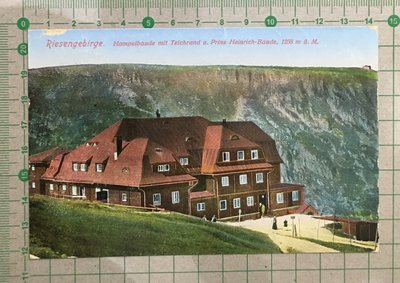 德國1910年代明信片，克爾科諾謝山(波蘭)海拔1258m的飯店，1915年布呂肯貝格寄奧地利格拉次 PC0690