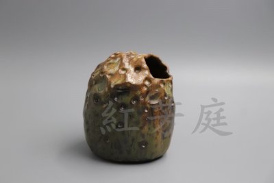 台灣手作 林榮華 手拉花器 太湖石 縮釉 柴燒 冰裂 花器 花瓶 柴燒 灰釉 陶藝品