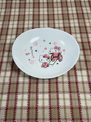 Hello Kitty 手拉車櫻花款 日本製陶瓷橢圓盤