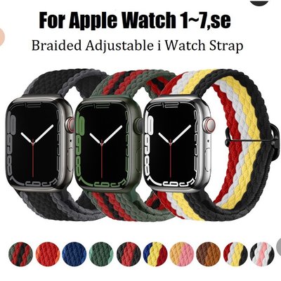 Apple watch 錶帶編織可調尼龍蘋果手錶系列 7 錶帶 i 手錶錶帶系列 7 se 6 5 4 3 2 i 錶帶