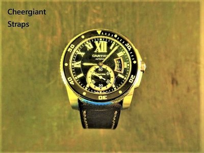 卡地亞潛水錶牛皮錶帶訂製 Cartier Diver's watch leather strap hand made