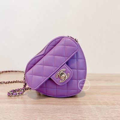 Chanel 新款 愛心包 配貨款 小號 全新 現貨 紫色 羊皮 金釦 AP2784 北市可面交 刷卡分期