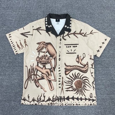 【全新免運】Travis Scott Cactus Jack Painter Button UpTS涂鴉翻領襯衫短袖