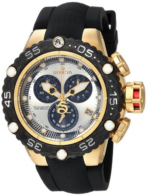 《大男人》Invicta #4445瑞士龍係列52MM個性潛水錶，特殊雙層錶冠設計，黑金配色非常漂亮值得收藏