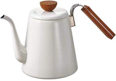19111c 日本製 好品質 白色 可明火 搪瓷水壺泡花茶手提把煮茶滾開水壺加熱水壺 細嘴長嘴沖泡手沖咖啡壺